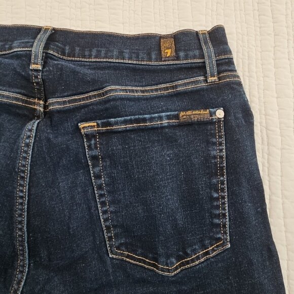7 For All Mankind Slimmy Jeans Men's 34x33 Dark Wash Stretch Straight Leg EUC - Picture 12 of 16